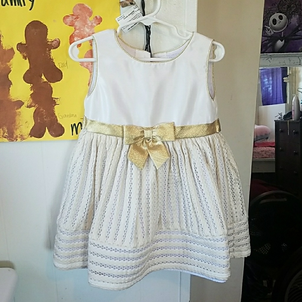 Beautiful Little Girls 3T White Gold Formal Dress
